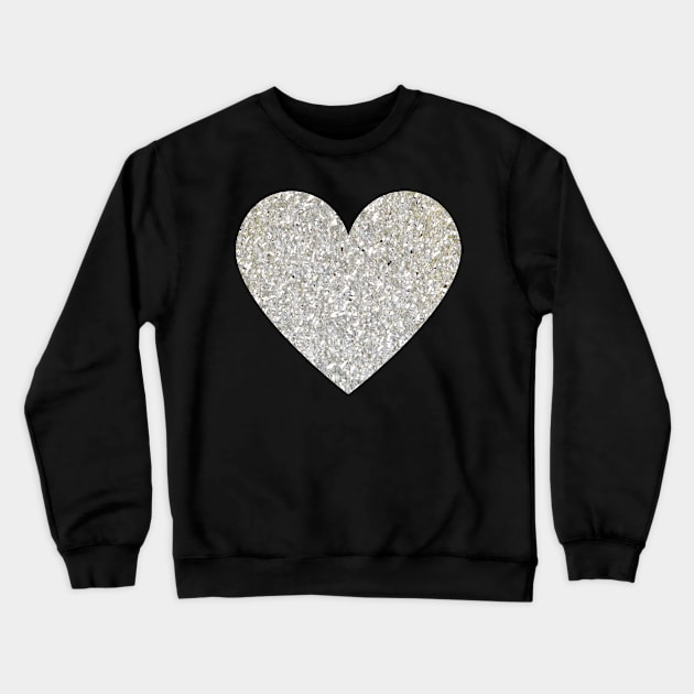 Silver Faux Glitter Heart Crewneck Sweatshirt by Felicity-K